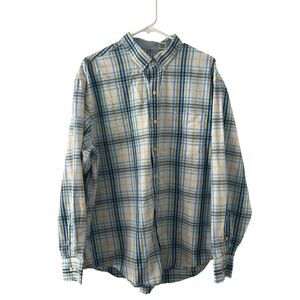 Izod Premium Essentials Men's XL Button Down Shirt‎ 100% Cotton Gingham Plaid